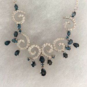 🌸🌟2 X HOST PICK 🌸🌟 NWT GENUINE Blue Topaz 14K Gold & Silver Necklace 21 In